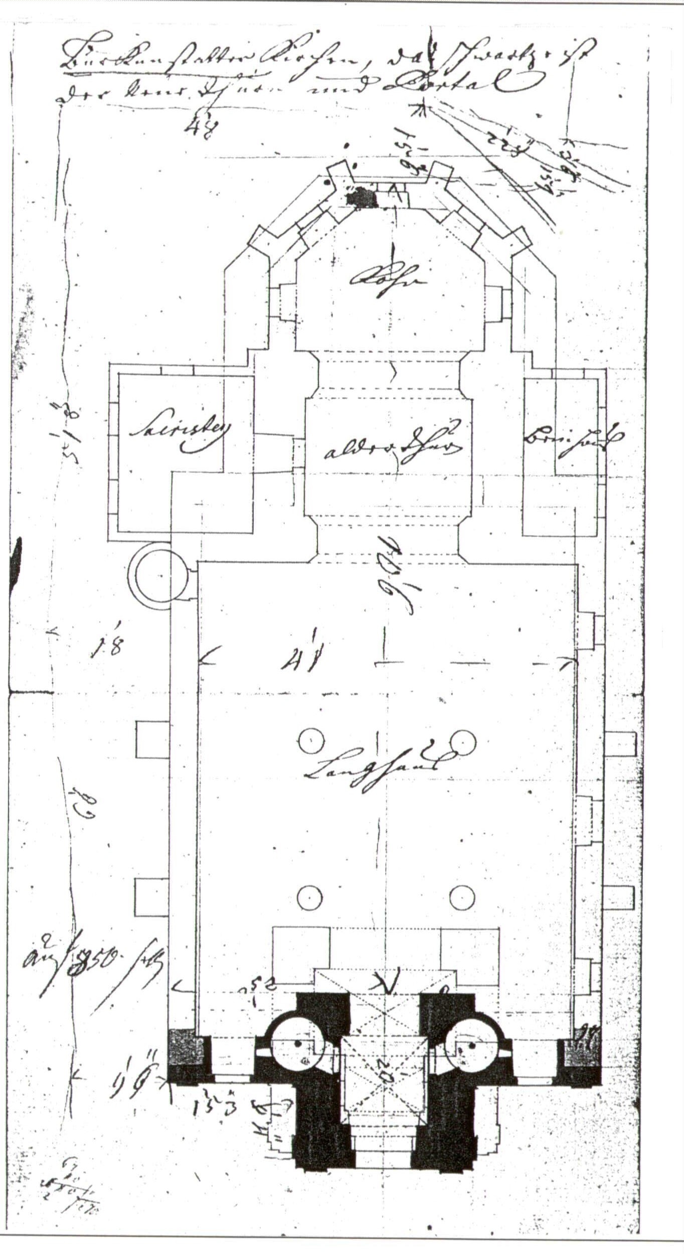 Bauplan der zweiten Pfarrkirche